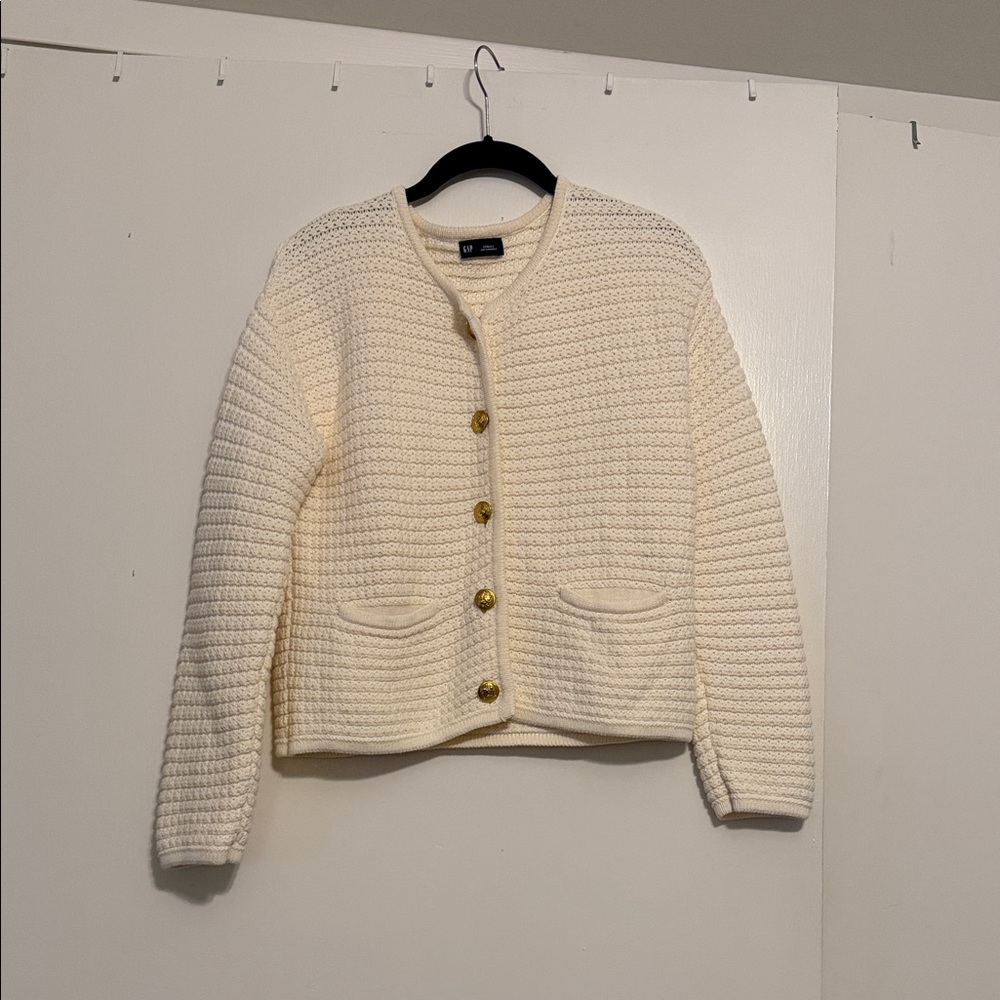 GAP Women's Ivory Textured Sweater Jacket XS
